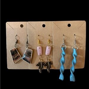 Trio of Stylish Earrings - Multicolor